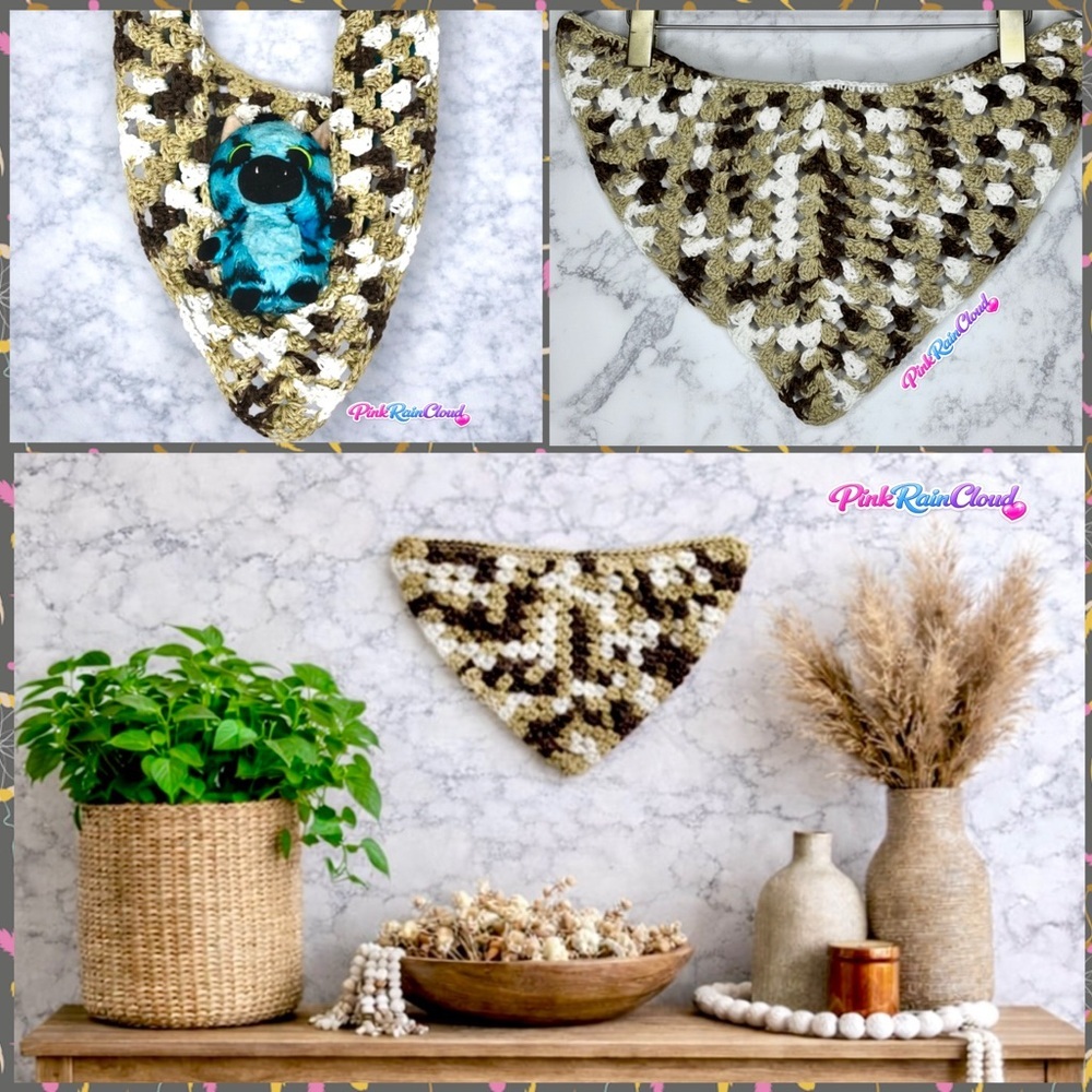 Handmade Crochet Earth Tone Decorative Wall Hanging Hammock PinkRainCloud